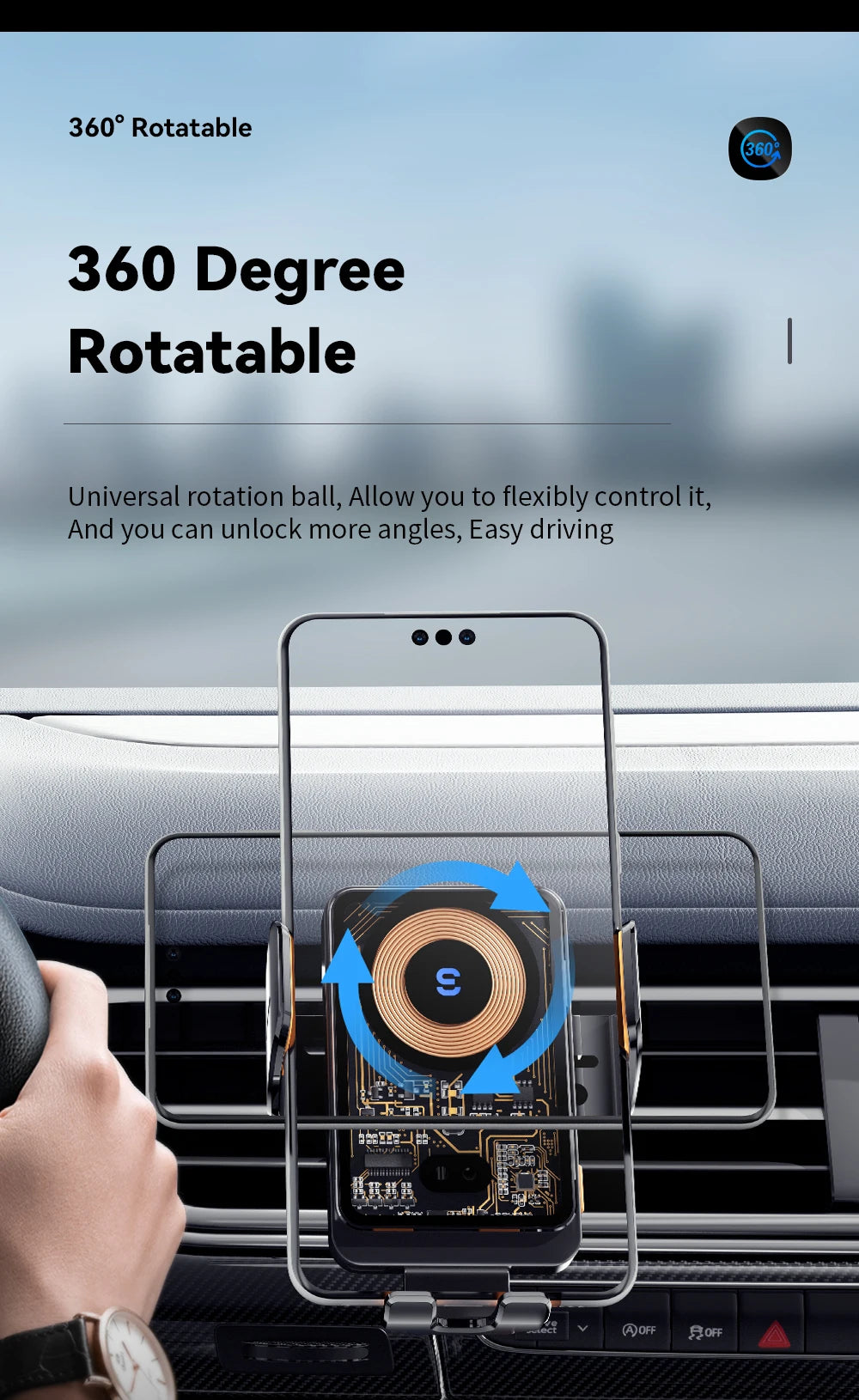 Essager 15W Qi Wireless Charger Car Phone Holder Air Vent Mount Stand For iPhone Samsung Cell Phone Support Fast Charging